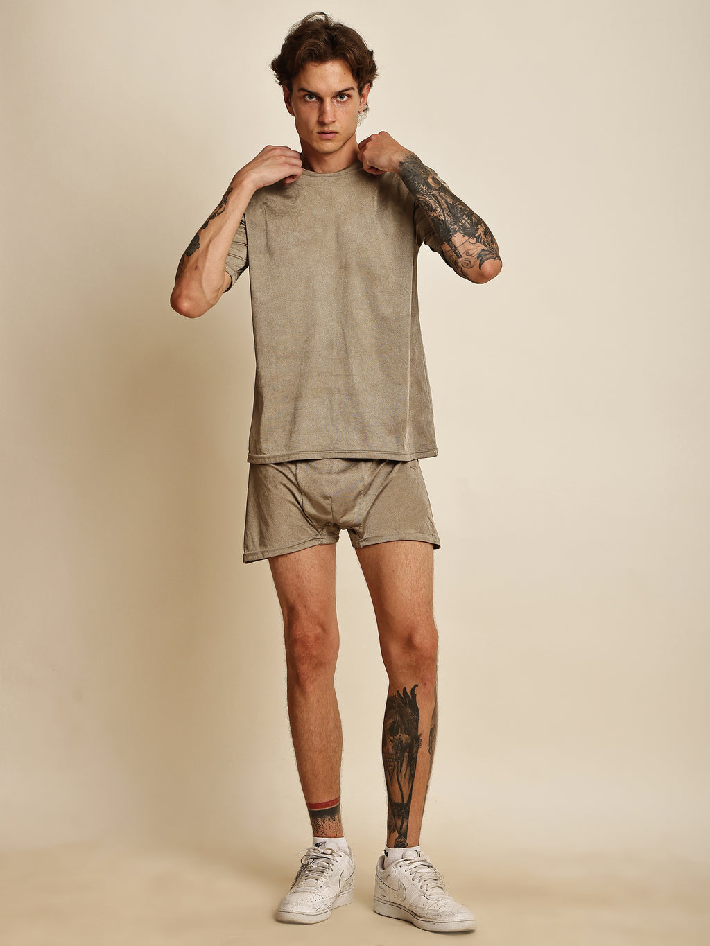 EMF360 Shielding T-Shirt & Shorts Set – Beige
