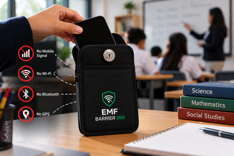 Signal-blocking phone pouch