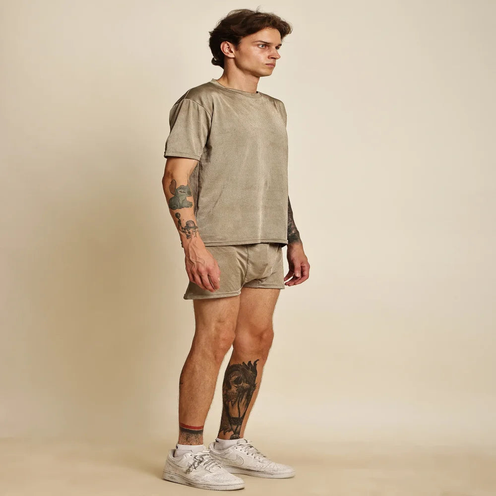 EMF360 Shielding T-Shirt & Shorts Set – Beige