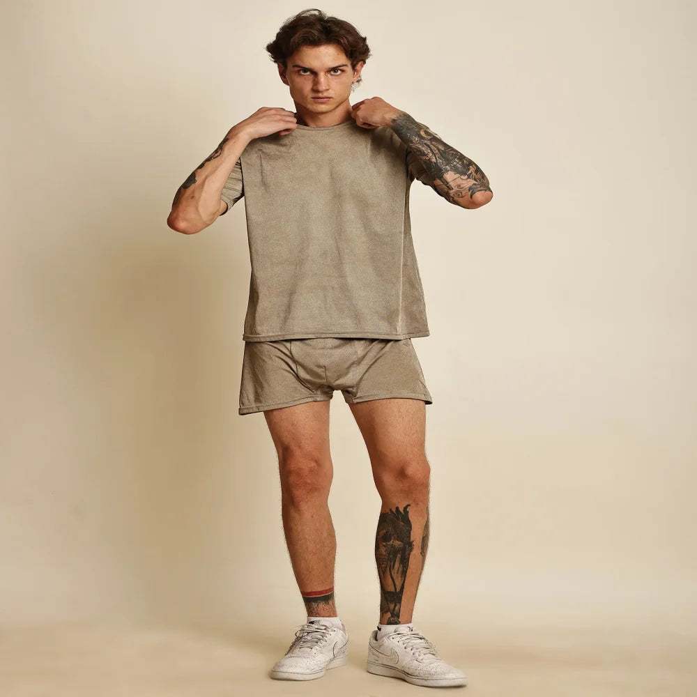 EMF360 Shielding T-Shirt & Shorts Set – Beige
