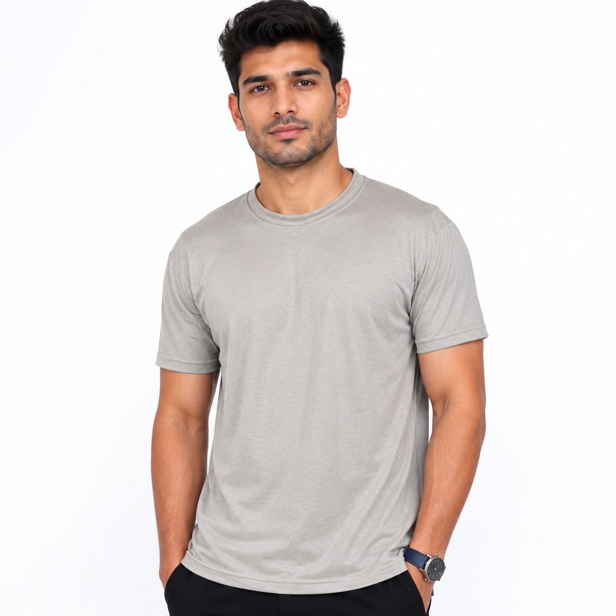 Men’s Classic Comfort Fit Solid T-Shirt – Light Grey